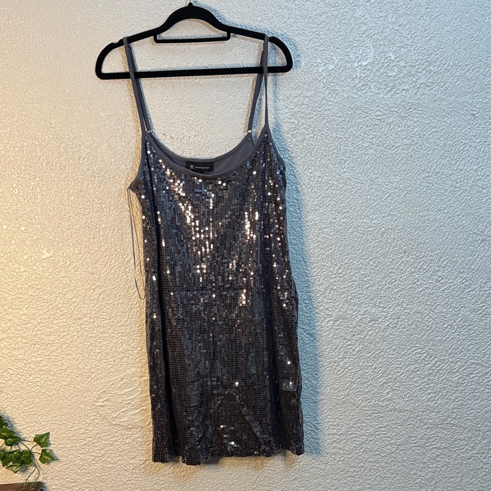 INC International Concepts Silver Sequin Mini Dress